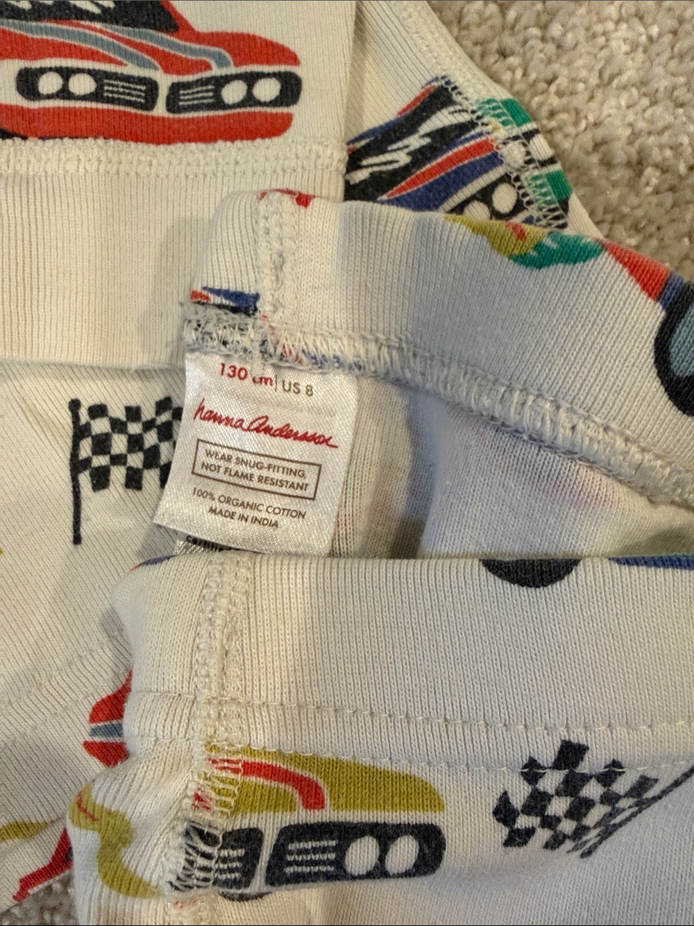 Hanna Andersson Kids White Long-Sleeve Car Print Pajama Set - Multicolor, size 8 - Picture 4 of 4